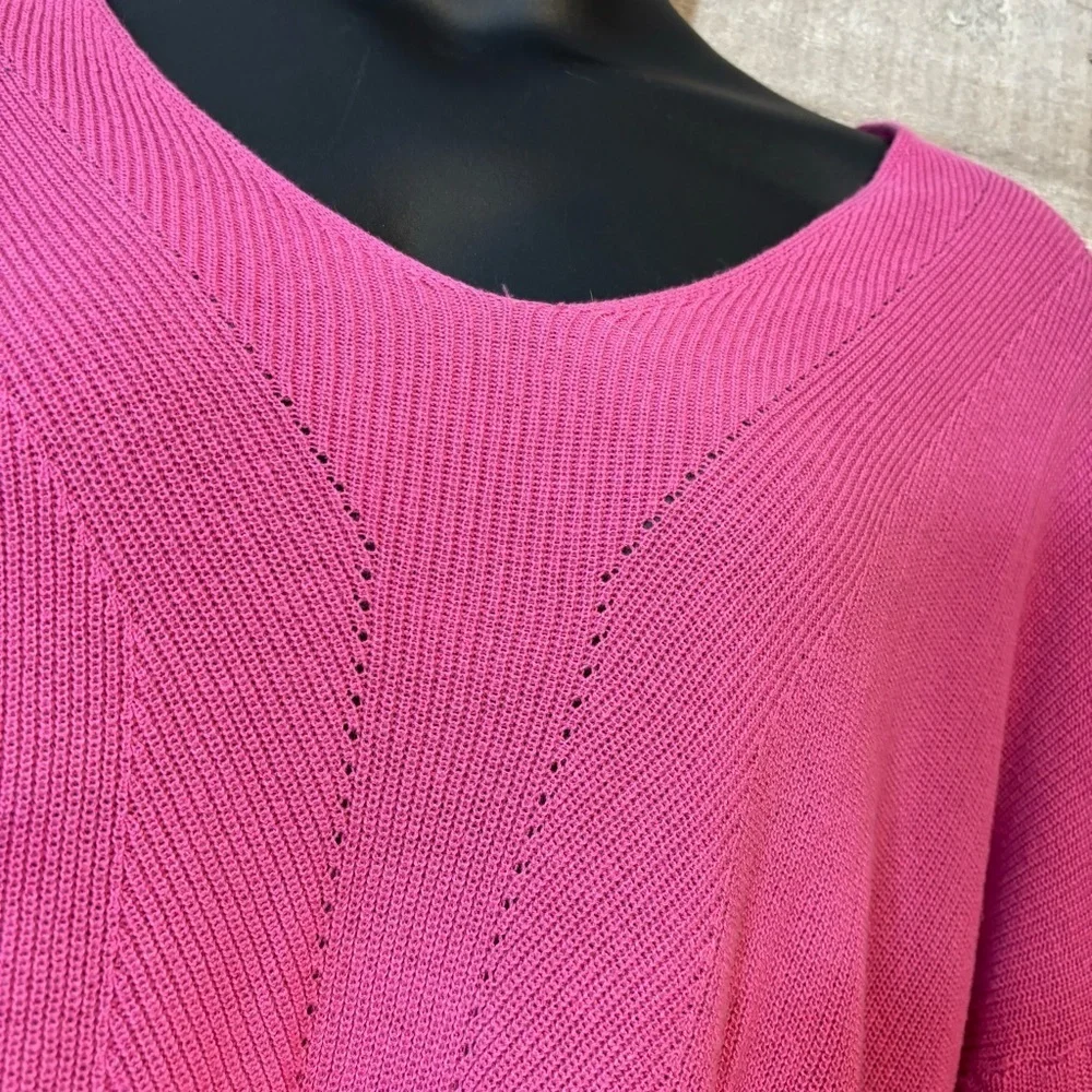 🛍️3/$30 Penmans women’s pink tight knit v-neck dolman  sleeved sweater size XL‎ - Picture 4 of 8